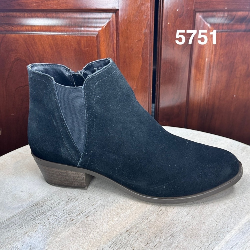 Kenzie Gazelle Womens Black Ankle Boots Size 9 Side Zip Moto Booties